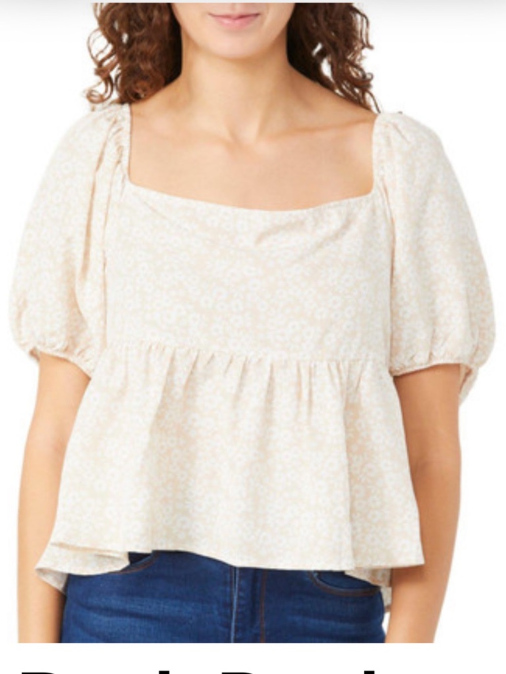 Discreet Cream tie back peplum top large